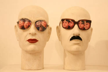 Lipstick and Moustache - Mixed Media Sculpture - 14.6x6.7x4