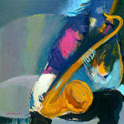 The Saxophone Player - 20X20' - Acrylic and Oil on Canvas.